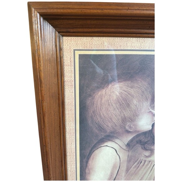 Margaret Keane A Little Kiss Big Eyes Boy Girl Framed MCM Vintage Art - Picture 9 of 16